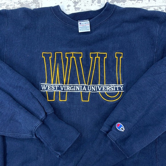 Vintage WVU Mountaineers Sweatshirt Men Large Champion Reverse Weave 80s 90s USA - Picture 2 of 11